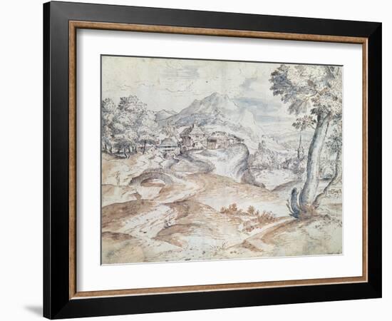 Wooded Landscape with Village and Church-Titian (Tiziano Vecelli)-Framed Giclee Print