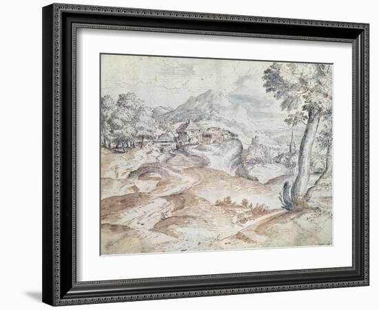 Wooded Landscape with Village and Church-Titian (Tiziano Vecelli)-Framed Giclee Print