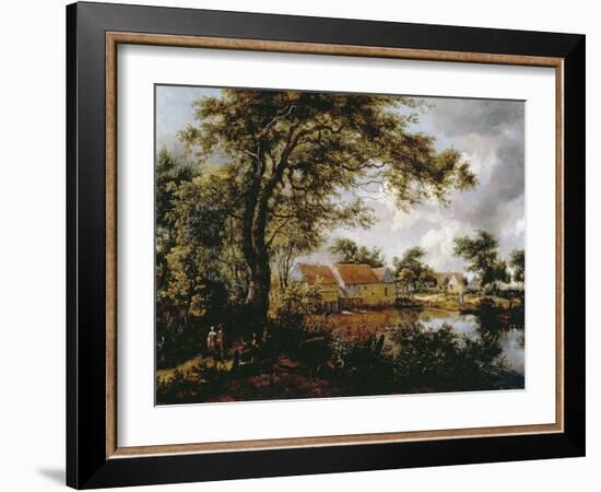 Wooded Landscape with Watermill, 1660s-Meindert Hobbema-Framed Giclee Print