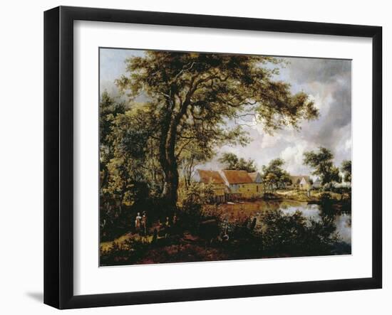 Wooded Landscape with Watermill, 1660s-Meindert Hobbema-Framed Giclee Print