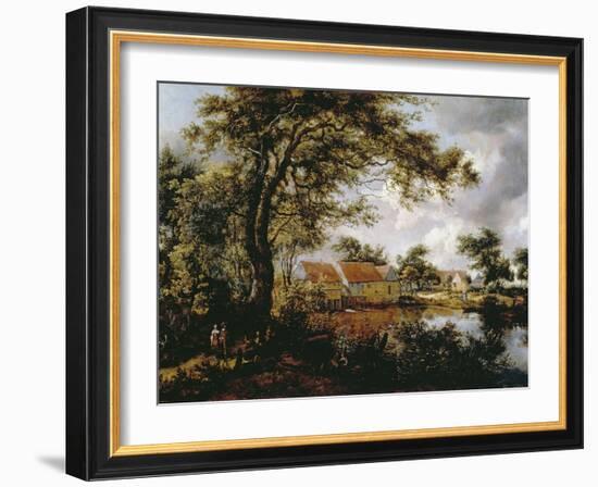 Wooded Landscape with Watermill, 1660s-Meindert Hobbema-Framed Giclee Print