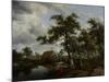 Wooded Landscape with Watermill, C.1665-Meindert Hobbema-Mounted Giclee Print
