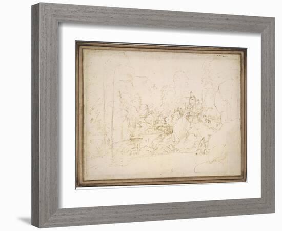 Wooded Ravine Spanned by a Stone Bridge-Fra Bartolommeo-Framed Art Print