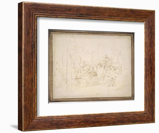 Wooded Ravine Spanned by a Stone Bridge-Fra Bartolommeo-Framed Premium Giclee Print