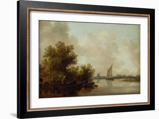 Wooded River Landscape with Fishermen-Jan Van Goyen-Framed Giclee Print