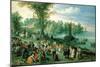 Wooded River Landscape with Peasants and Travellers-Jan Brueghel the Elder-Mounted Giclee Print