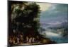 Wooded River Valley with Road, C.1602 (Oil on Copper)-Jan the Elder Brueghel-Mounted Giclee Print