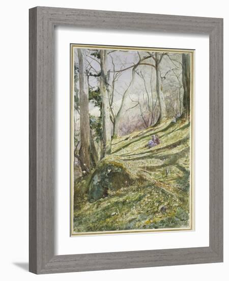 Wooded Slope with Four Figures-John William Inchbold-Framed Giclee Print