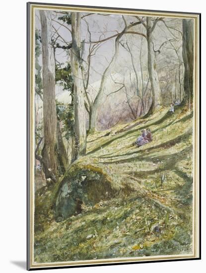 Wooded Slope with Four Figures-John William Inchbold-Mounted Giclee Print