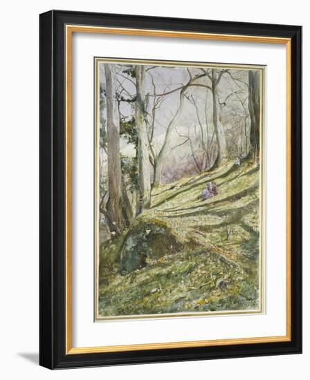 Wooded Slope with Four Figures-John William Inchbold-Framed Giclee Print