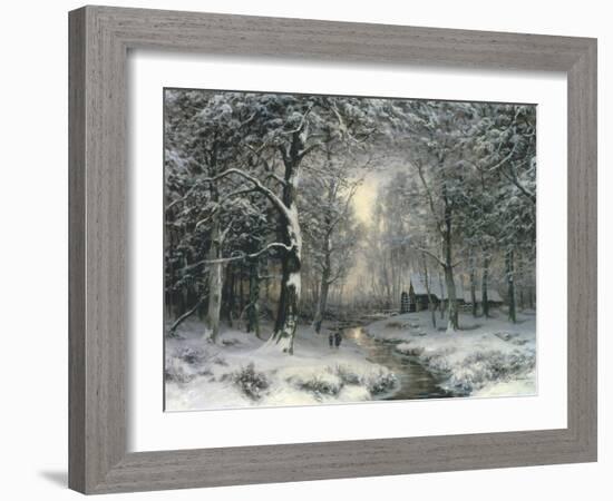 Wooded Winter Landscape, c.1899-Carl Fahrbach-Framed Giclee Print