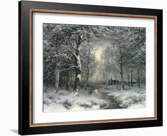 Wooded Winter Landscape, c.1899-Carl Fahrbach-Framed Giclee Print