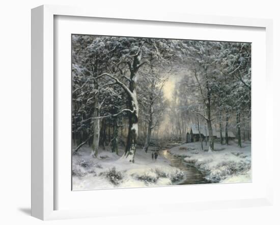 Wooded Winter Landscape, c.1899-Carl Fahrbach-Framed Giclee Print