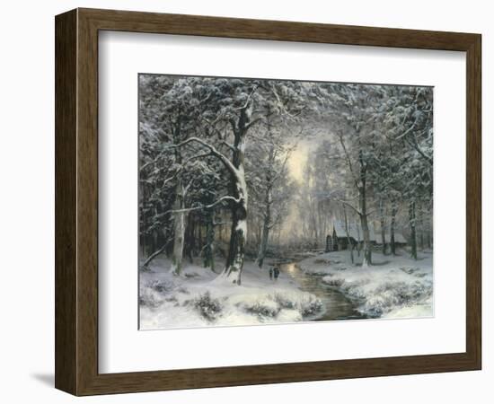 Wooded Winter Landscape, c.1899-Carl Fahrbach-Framed Giclee Print