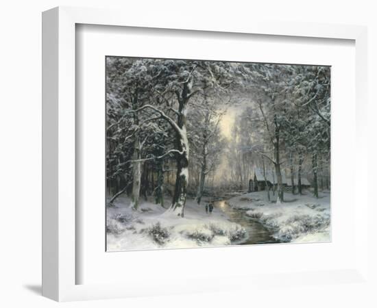 Wooded Winter Landscape, c.1899-Carl Fahrbach-Framed Giclee Print