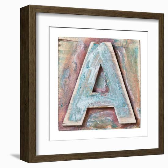 Wooden Alphabet Block, Letter A-donatas1205-Framed Art Print