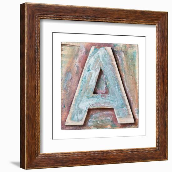 Wooden Alphabet Block, Letter A-donatas1205-Framed Art Print