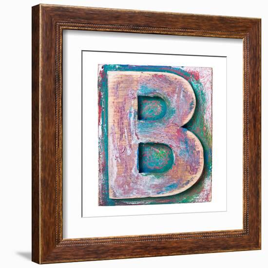 Wooden Alphabet Block, Letter B-donatas1205-Framed Art Print