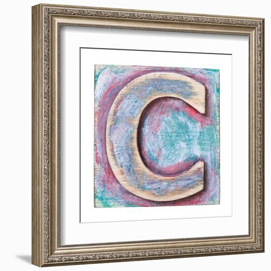 Wooden Alphabet Block, Letter C-donatas1205-Framed Art Print