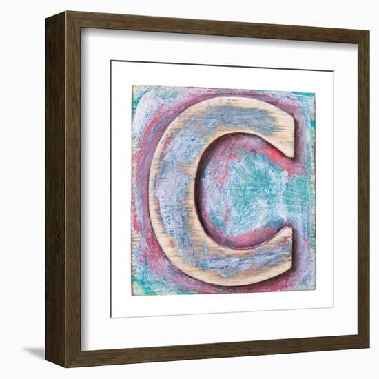 Wooden Alphabet Block, Letter C-donatas1205-Framed Art Print