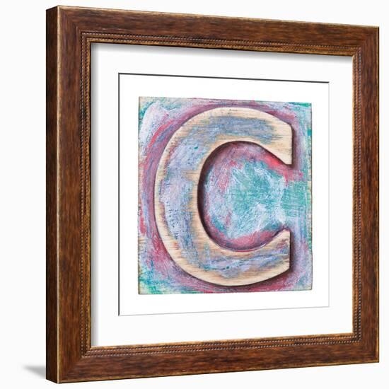 Wooden Alphabet Block, Letter C-donatas1205-Framed Art Print