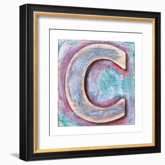 Wooden Alphabet Block, Letter C-donatas1205-Framed Art Print