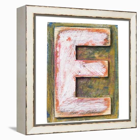 Wooden Alphabet Block, Letter E-donatas1205-Framed Stretched Canvas