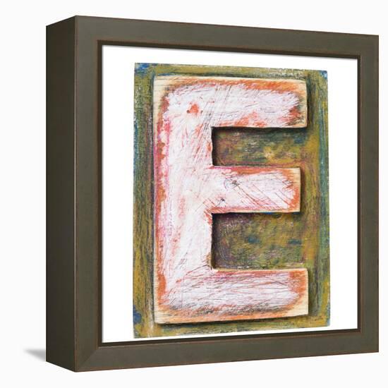 Wooden Alphabet Block, Letter E-donatas1205-Framed Stretched Canvas