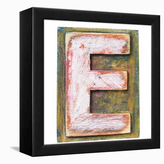 Wooden Alphabet Block, Letter E-donatas1205-Framed Stretched Canvas