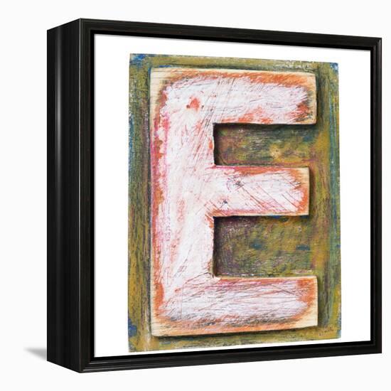 Wooden Alphabet Block, Letter E-donatas1205-Framed Stretched Canvas