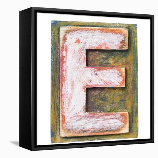 Wooden Alphabet Block, Letter E-donatas1205-Framed Stretched Canvas