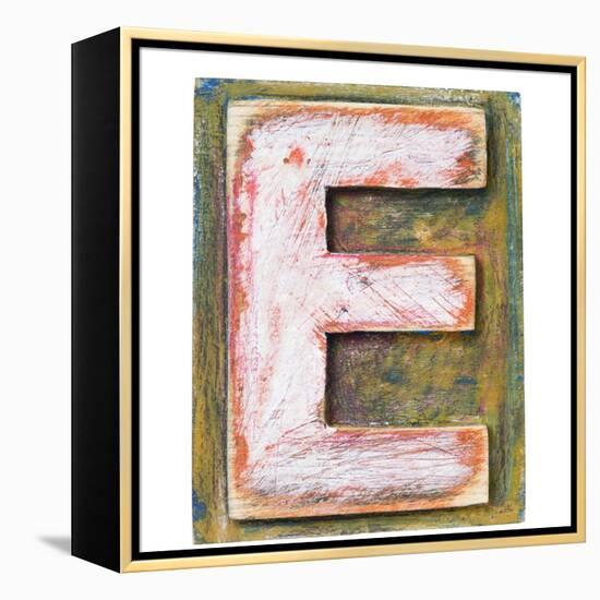 Wooden Alphabet Block, Letter E-donatas1205-Framed Stretched Canvas
