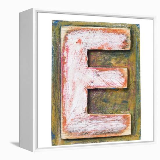 Wooden Alphabet Block, Letter E-donatas1205-Framed Stretched Canvas