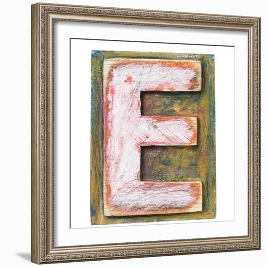 Wooden Alphabet Block, Letter E-donatas1205-Framed Premium Giclee Print