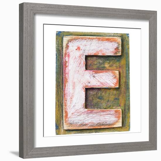 Wooden Alphabet Block, Letter E-donatas1205-Framed Premium Giclee Print