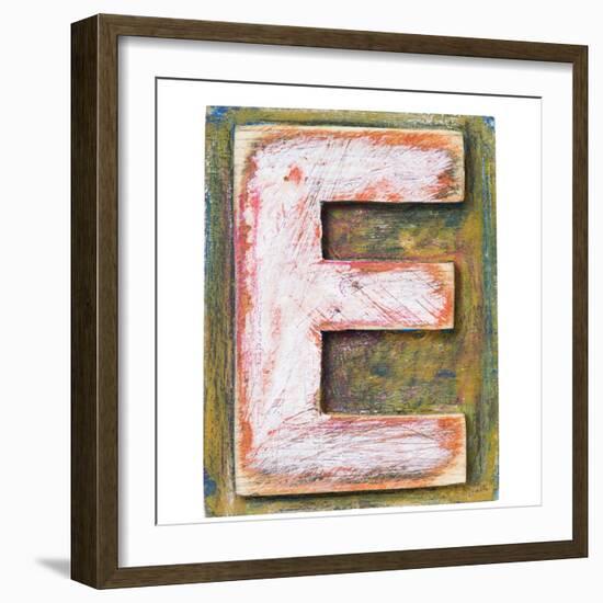 Wooden Alphabet Block, Letter E-donatas1205-Framed Premium Giclee Print