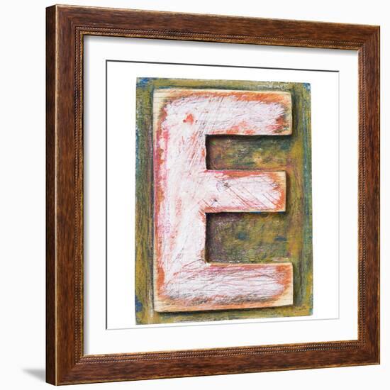 Wooden Alphabet Block, Letter E-donatas1205-Framed Premium Giclee Print