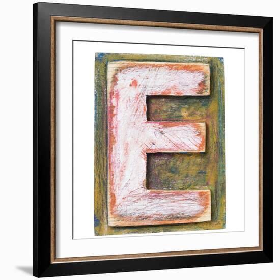 Wooden Alphabet Block, Letter E-donatas1205-Framed Premium Giclee Print