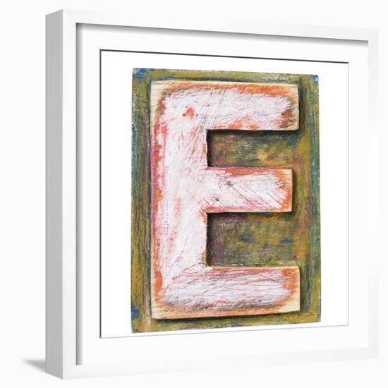 Wooden Alphabet Block, Letter E-donatas1205-Framed Premium Giclee Print