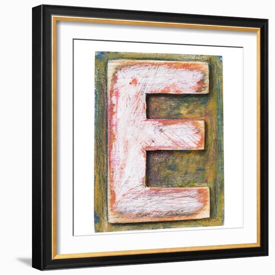 Wooden Alphabet Block, Letter E-donatas1205-Framed Premium Giclee Print