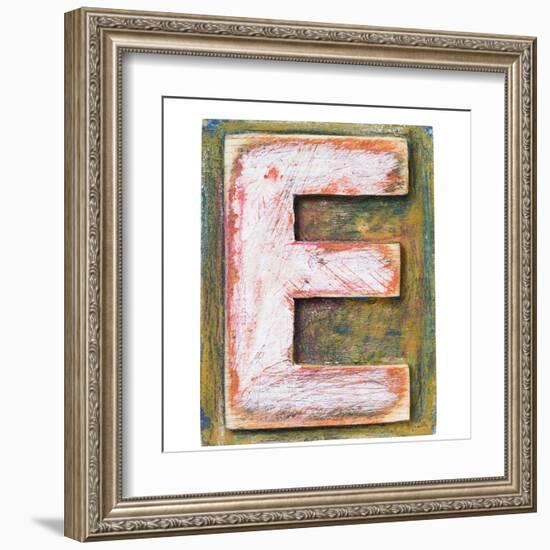 Wooden Alphabet Block, Letter E-donatas1205-Framed Art Print