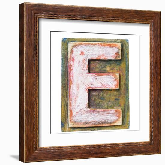 Wooden Alphabet Block, Letter E-donatas1205-Framed Art Print