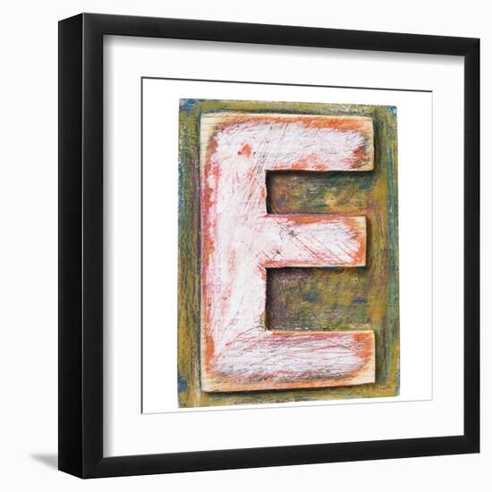 Wooden Alphabet Block, Letter E-donatas1205-Framed Art Print