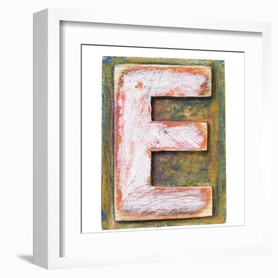 Wooden Alphabet Block, Letter E-donatas1205-Framed Art Print