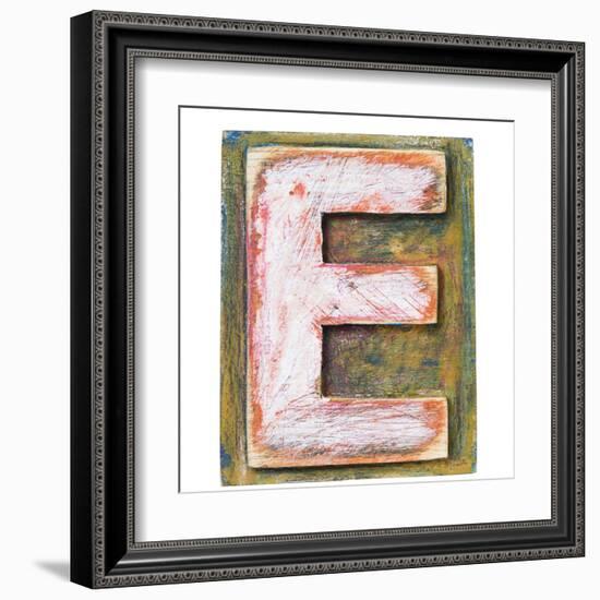 Wooden Alphabet Block, Letter E-donatas1205-Framed Art Print