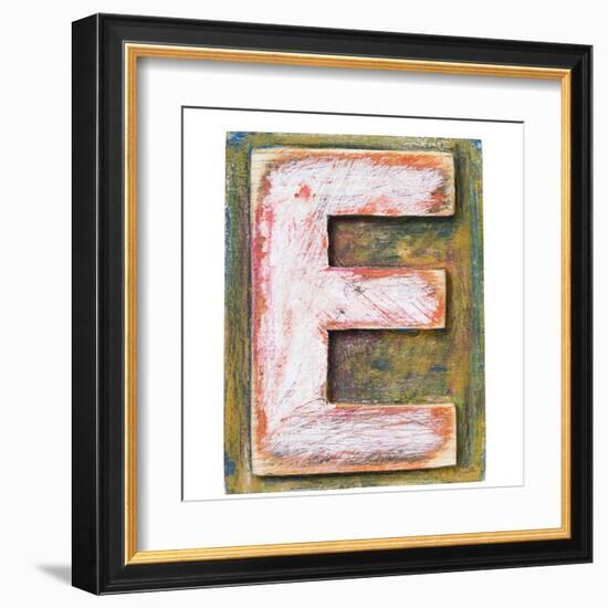 Wooden Alphabet Block, Letter E-donatas1205-Framed Art Print