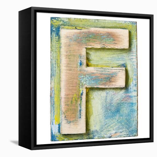 Wooden Alphabet Block, Letter F-donatas1205-Framed Stretched Canvas