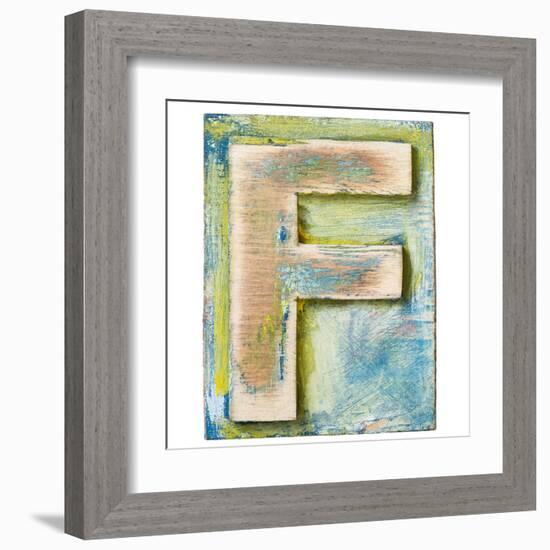 Wooden Alphabet Block, Letter F-donatas1205-Framed Art Print