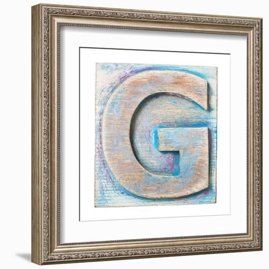 Wooden Alphabet Block, Letter G-donatas1205-Framed Art Print