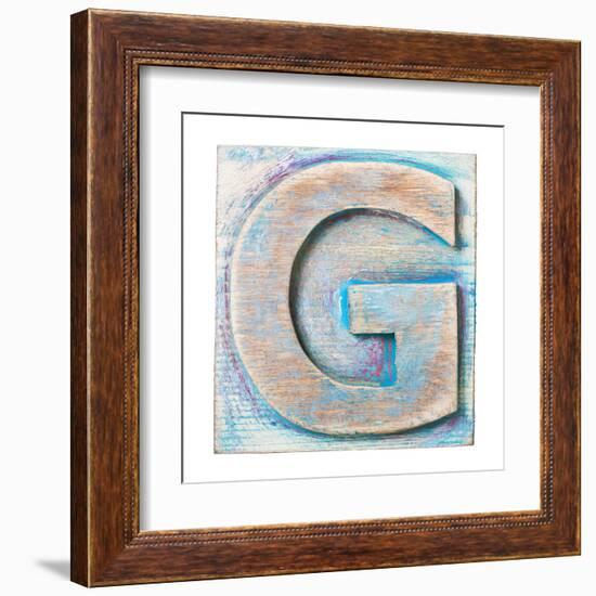 Wooden Alphabet Block, Letter G-donatas1205-Framed Art Print